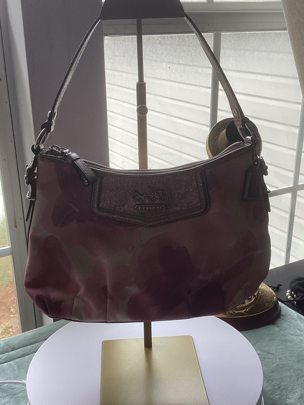Coach Plum Leather-Trim Shoulder Bag